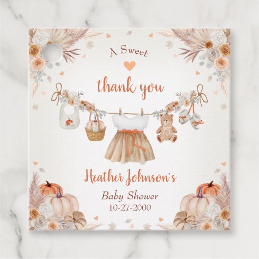 Sweet Little Pumpkin Autumn Baby Shower  フェイバータグ (正面)