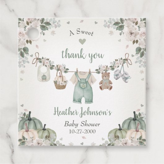 Sweet Little Pumpkin Autumn Baby Shower フェイバータグ (正面)