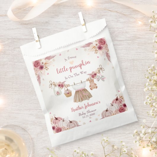 Sweet Little Pumpkin Autumn Baby Shower  フェイバーバッグ (クリップ留めされた状態)