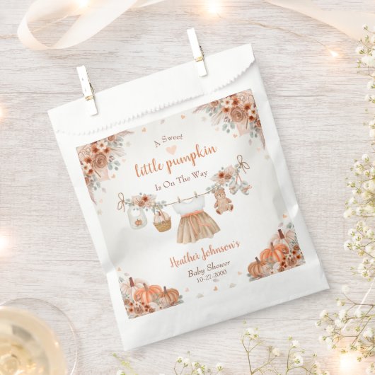 Sweet Little Pumpkin Autumn Baby Shower  フェイバーバッグ (クリップ留めされた状態)