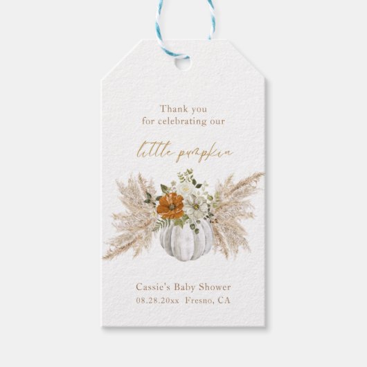 Sweet Little Pumpkin Baby Showerありがとう ギフトタグ (正面)
