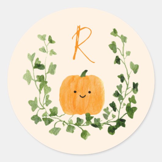 Sweet Little Pumpkin Cute Monogram Baby Shower ラウンドシール (正面)