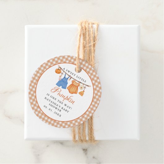 Sweet Little Pumpkin Fall baby shower フェイバータグ (インサイチュ)