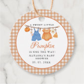 Sweet Little Pumpkin Fall baby shower フェイバータグ (正面)