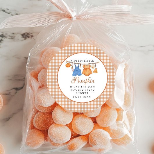 Sweet Little Pumpkin Fall baby shower ラウンドシール