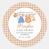 Sweet Little Pumpkin Fall baby shower ラウンドシール (正面)