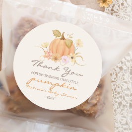 Sweet Little Pumpkin Floral Fall ベビーシャワー ラウンドシール