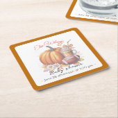 Sweet little pumpkin is on the way スクエアペーパーコースター (アングル)