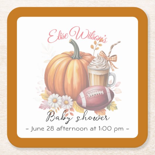 Sweet little pumpkin is on the way スクエアペーパーコースター (正面)