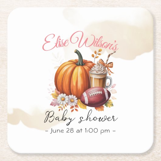 Sweet little pumpkin is on the way スクエアペーパーコースター (正面)