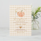 Sweet Little Pumpkin Is on the Way ベビーシャワー招待状 招待状 (スタンド正面)