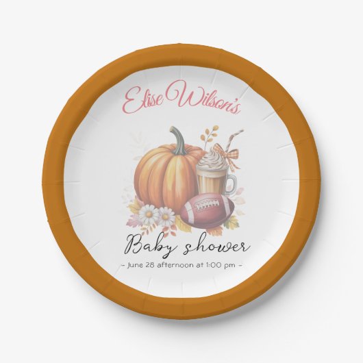 Sweet little pumpkin is on the way ペーパープレート (正面)