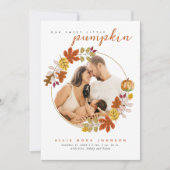 Sweet Little Pumpkin Photo Fall Baby Announcement 案内状 (正面)