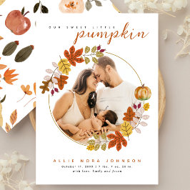 Sweet Little Pumpkin Photo Fall Baby Announcement 案内状