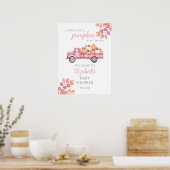 Sweet Little Pumpkin Pink Baby Shower Welcome Sign ポスター (キッチン)