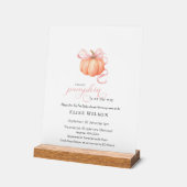 Sweet Little pumpkin pink bow is on the way アクリルサイン (傾斜)