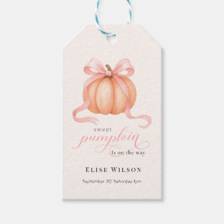 Sweet Little pumpkin pink bow is on the way ギフトタグ