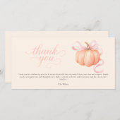 Sweet little pumpkin pink bow is on the way サンキューカード (正面/裏面)