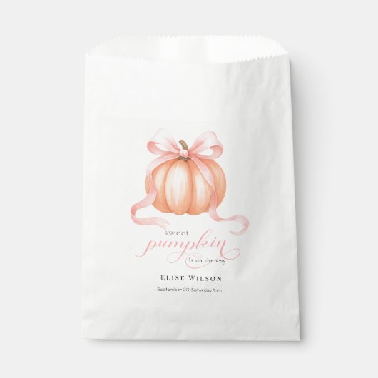 Sweet Little pumpkin pink bow is on the way フェイバーバッグ (正面)