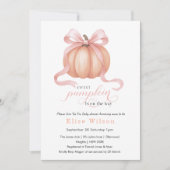 Sweet Little pumpkin pink bow is on the way  招待状 (正面)