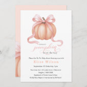 Sweet Little pumpkin pink bow is on the way  招待状 (正面/裏面)