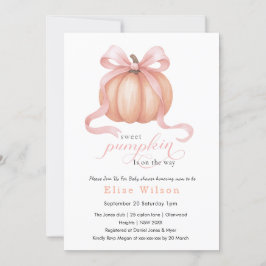 Sweet Little pumpkin pink bow is on the way  招待状