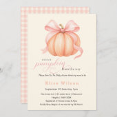 Sweet Little pumpkin pink bow is on the way  招待状 (正面/裏面)