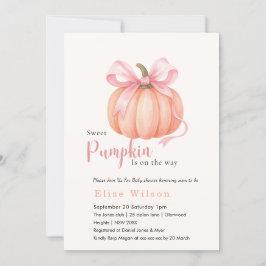Sweet Little pumpkin pink bow is on the way  招待状