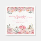 Sweet Little Pumpkin Pink Floral Fall Baby Shower スタンダードカクテルナプキン (正面)