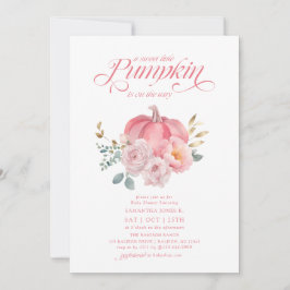 Sweet Little Pumpkin Pink Floral Fall Baby Shower 招待状