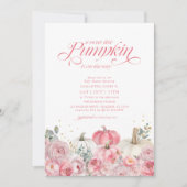 Sweet Little Pumpkin Pink Floral Fall Baby Shower 招待状 (正面)