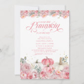 Sweet Little Pumpkin Pink Floral Fall Baby Shower 招待状 (正面)