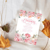 Sweet Little Pumpkin Pink Floral Fall Baby Shower 招待状