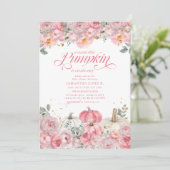 Sweet Little Pumpkin Pink Floral Fall Baby Shower 招待状 (スタンド正面)