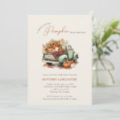 Sweet Little Pumpkin Truck Fall Baby Shower  招待状 (スタンド正面)