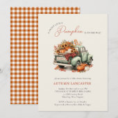 Sweet Little Pumpkin Truck Fall Baby Shower  招待状 (正面/裏面)