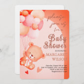 Sweet Little Teddy Bear Baby Shower 招待状 (正面/裏面)