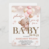 Sweet Little Teddy Bear Baby Shower 招待状 (正面/裏面)