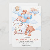 Sweet Little Teddy Bear Baby Shower 招待状 (正面/裏面)