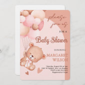 Sweet Little Teddy Bear Baby Shower 招待状 (正面/裏面)
