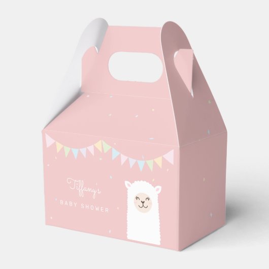 Sweet Llama Girl Baby Shower Thanks For 来's フェイバーボックス (正面サイド)