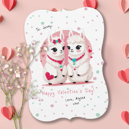 Sweet Llama Kids Classroom Valentine's Day Card カード
