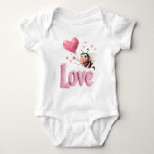 Sweet Love Bee Pink Hearts  ベビーボディスーツ (正面)