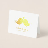 Sweet Love Birds'結婚s Photo Thank You 箔カード (正面)