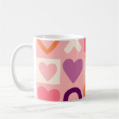 Sweet Love Hearts & Hugs XOXO Modern Abstract コーヒーマグカップ (左)