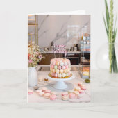Sweet Macaron Cake Happy Birthday Card カード (正面)