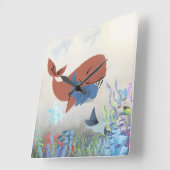 Sweet Mama & Baby Whale Nursery Wall Clock スクエア壁時計 (傾斜)