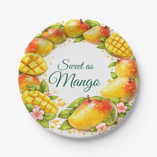 Sweet Mango Tropical Fruit Paper Plates ペーパープレート (正面)