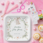 Sweet Meadow Bunny & Wildflowers Baby Shower ペーパープレート (パーティー)