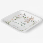 Sweet Meadow Bunny & Wildflowers Baby Shower ペーパープレート (傾斜あり)